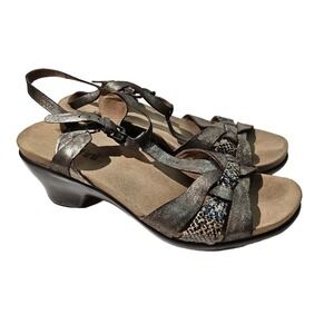 Umberto Raffini Metallic Strappy Sandals‎ Mid Heel 40 9.5 10 Leather